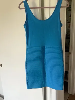 Vero Moda Blue Fitted Textured Sleeveless Mini Dress S thumbnail 3