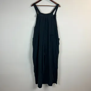 Natural Life Wide Leg Jumpsuit Overalls Womens Large Black Gauze Cotton Pocket L thumbnail 6