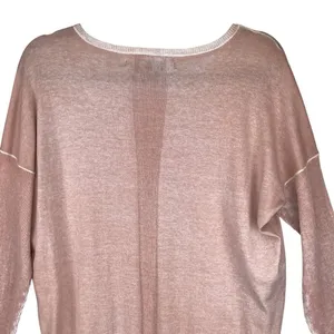 Blanc Noir Womens Boyfriend Sweater‎ Size Large Pink Long Sleeve 100% Cotton thumbnail 7