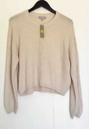 NWT J. CREW Supersoft Bubble Hem Cardigan in Heather Linen Small thumbnail 1