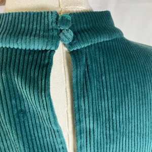 ModCloth Corduroy Ribbed Green Bodycon‎ Midi Dress Mock Neck Women's Size L thumbnail 9
