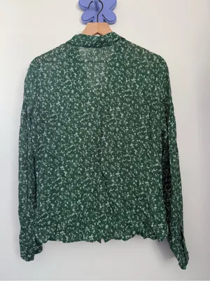 Reformation Small Violet Blouse Clementine Green Floral Office Sheer Cottage thumbnail 7