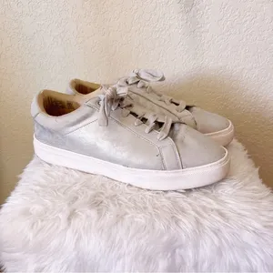 Silver Metallic Chunky Lace Up Shoes Size 8.5 thumbnail 1