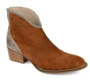 Journee collection Two‎ Tone Suede Western Booties Size 7.5 B102 thumbnail 1