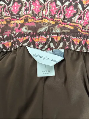 Y2K Boho Paisley Tiered Maxi Skirt bohemian boho beach Brown Pink size small thumbnail 2