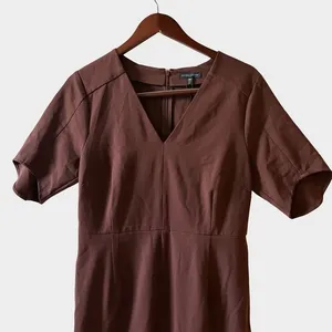 Universal Standard Moriah Brown V-Neck‎ Twill Dress Size 2XS (6-8) Minimalist thumbnail 3