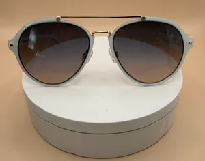 Velvet Eyewear White Gold Aviator Sunglasses‎ with Gradient Lenses and Case thumbnail 1