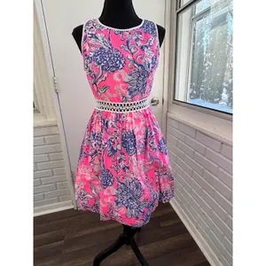 Lilly Pulitzer Alivia‎ Eyelet Fit and Flare Dress 2 coastal resortwear vacaton thumbnail 2