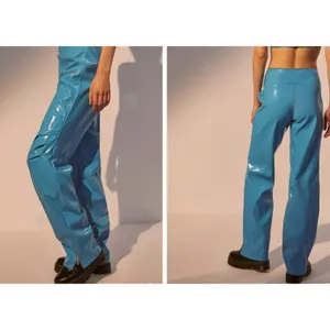 I. Am. Gia Isla Blue Zipper Pants Womens Size XS Rave Shiny Faux Leather thumbnail 5