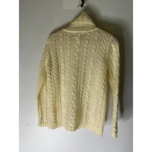 Vintage jones new work cream mohair blend‎ turtleneck cable knit sweater small thumbnail 2