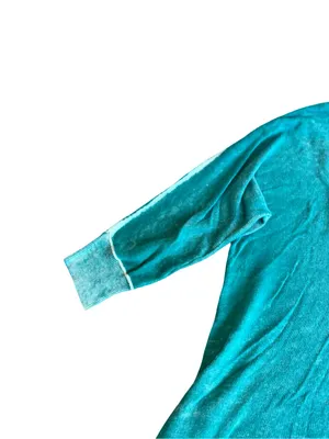 Sundance Teal Mint Trim V Neck Cotton Sweater Sleeve Oversized Medium Women's thumbnail 10