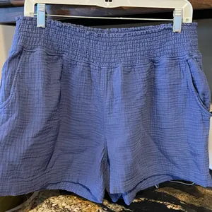 So very Comfy Blue Gauzy 100% Cotton Stretchy Shorts Womens Large thumbnail 3