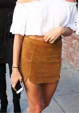 Brandy Melville Raquel Suede Skirt Brown Tan thumbnail 1
