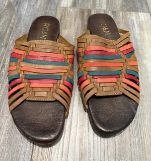Roan Marilee Sandals by Bed Stu Southwest Leather Slide Huarache 8.5 thumbnail 1