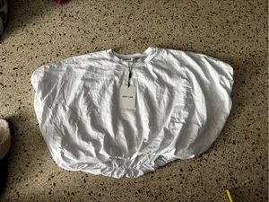 NWT grey lab white short sleeved bubble hem XS thumbnail 2