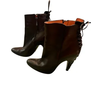 Alexandra Neel 326 Black Leather Heeled Ankle Boots EU 37 Made Italy Chic w FLAW thumbnail 6