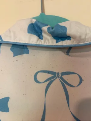 White and Blue Shorts Pajama Set with Bows Size XS thumbnail 5