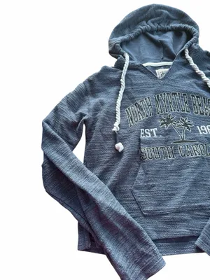 U.S. Vintage Collection North Myrtle Beach SC Blue Hooded Sweatshirt Crop XL thumbnail 2