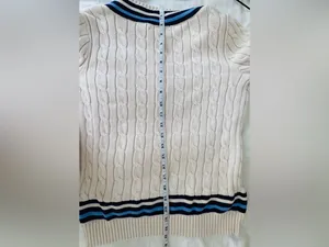 Lauren Ralph Lauren Logo Cricket Sweater S Cream Cable Knit Cotton LRL Preppy thumbnail 8