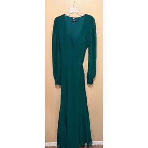 Lulus Teal Green Long Sleeve Wrap Maxi‎ Dress Size Small READ thumbnail 9