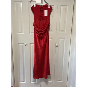 Red Strapless Corset Back Evening Dress Size 8 thumbnail 7