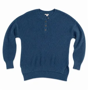 American Eagle Women's Blue Knit Henley Small Oversized thumbnail 1