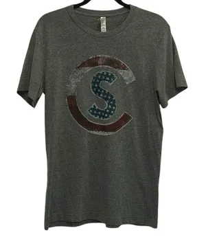 Cole Swindell American Flag CS Logo Graphic T-Shirt Gray Unisex Medium‎ thumbnail 1