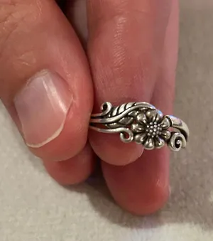 Ring band 925 sterling silver unique rare size 6 flowers thumbnail 1