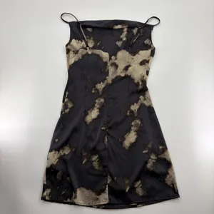 Urban Outfitters Satin Cowl Neck Slip Dress Black Bleach Wash Mini Dress thumbnail 5