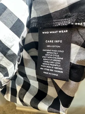 Who What Wear Black White Gingham Short Sleeve Button Up Top Shirt Size L thumbnail 4