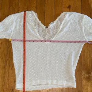 FREE‎ PEOPLE Lace V-Neck Balloon Sleeve Sweater White Oversized XS thumbnail 5