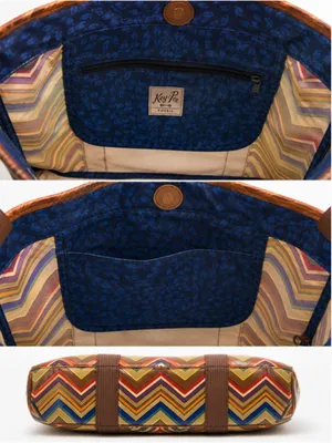 Fossil Key-Per Chevron‎ Tote Bag Multicolor Coated Canvas Large Tote thumbnail 6