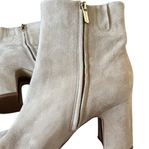 Sam Edelman Fawn Square Toe High Heel Booties Sz 11 Warm‎ Oat Suede Chic thumbnail 3