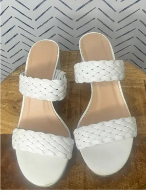 J.Crew White Double Strap Block Heel size 7 thumbnail 5
