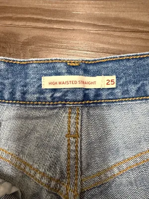 Levi’s High Waisted Straight Jeans 25 Fits 26x29 Distressed Blue $104 thumbnail 7