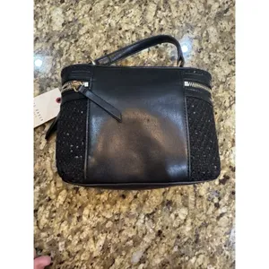 Ted Baker black Textured tweed vanity bag Purse Crossbody Hand Held Chain thumbnail 4