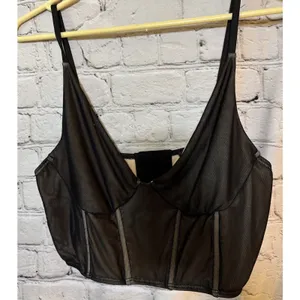 Forever 21 Mesh Corset Top Black Womens’s L Nwt thumbnail 2