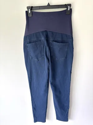 Halara Maternity Blue Stretchy Jean Jeggings Over Belly Panel thumbnail 7