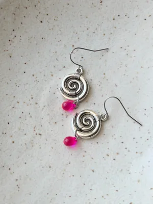 Handmade fairy whimsical boho style swirl spiral dangle earrings ⭐️🍃🌀 thumbnail 4