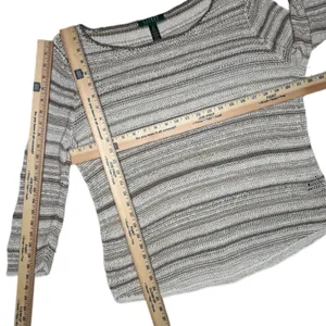 LRL Ralph Lauren Sweater Top XL Neutral Loose Knit Tunic Top Cotton Blend Beachy thumbnail 7
