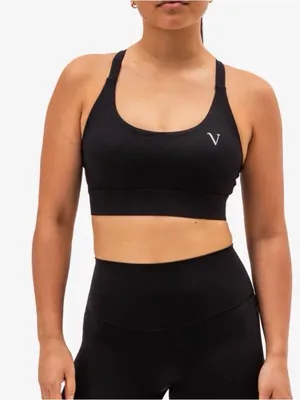 Vitae Ultra Support Strappy Sports Bra Black Ribbed Caged Back S thumbnail 1