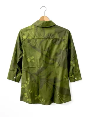 NWT Revolve x Perlavera Cindy Jacquard Khaki Printed Three Quarter Sleeve Shirt thumbnail 5