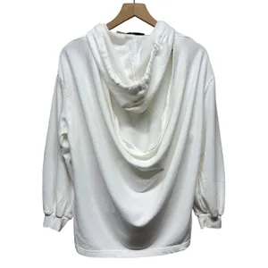 Alice + Olivia Elaine Hoodie Sz S Open Cowl Back French Terry‎ White Sweatshirt thumbnail 4