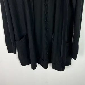 NWT Chaser Long Sleeve Lace Back Hooded Open Cardigan Black Size Medium M NEW thumbnail 3
