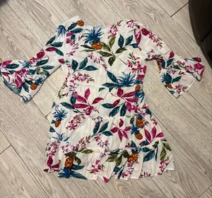 Blue Island Beach Dress Cover-Up floral thumbnail 1