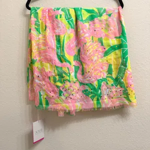 Lilly Pulitzer x Target 20th Anniversary Flamingo Scarf Sequin OS Sarong Coverup thumbnail 3