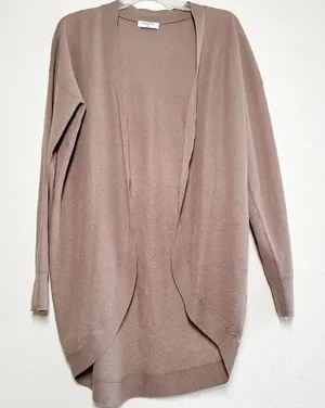 Babaton Taupe Open Front Long Cocoon Cardigan XS thumbnail 1