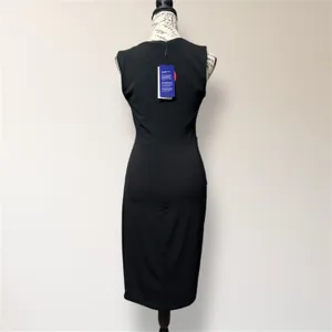Honeylove InnerPower Shaping Midi Dress M Black Ruched Crepe Cocktail Attire NWT thumbnail 5