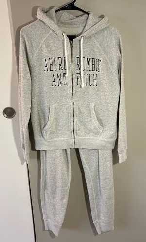 Abercrombie & Fitch Heritage Logo Full-Zip Hoodie and Matching Sweatpants Set Two Piece thumbnail 1
