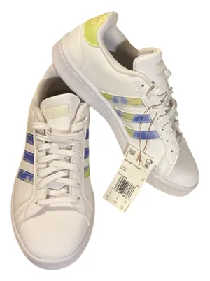 Adidas Grand Court Cloudfoam Sneakers "White Almost Lime" – NWT Size 6.5 thumbnail 1